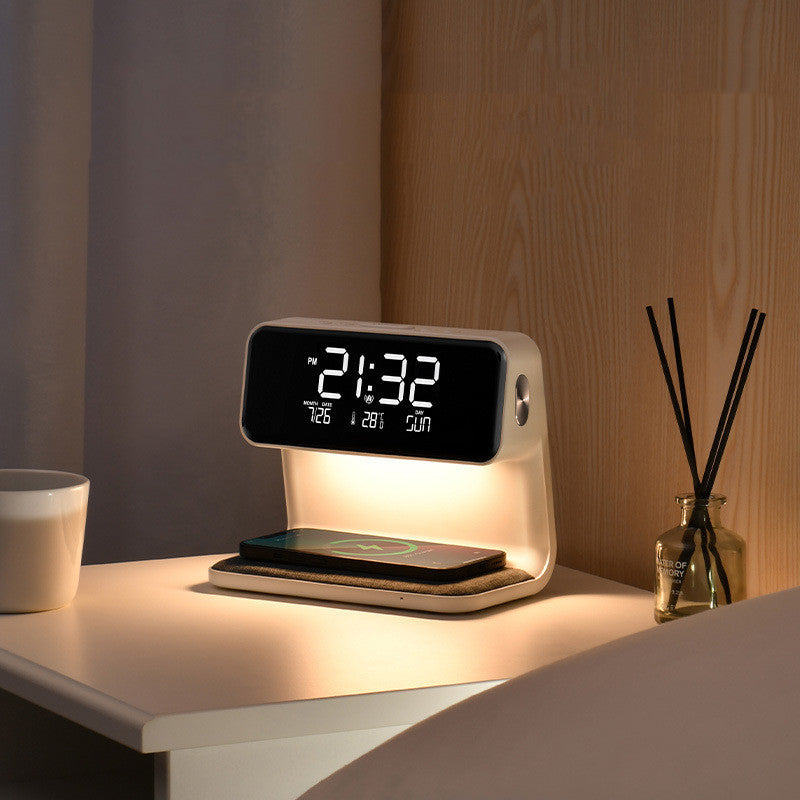 Creative 3 In 1 Bedside Lamp Wireless Charging LCD Screen Alarm Clock Wireless Phone Charger - Kreeam