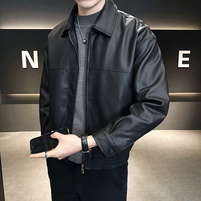 Slim-fit Trendy High-grade Pu Shuai Motorcycle Retro Minority Leather Coat - Kreeam
