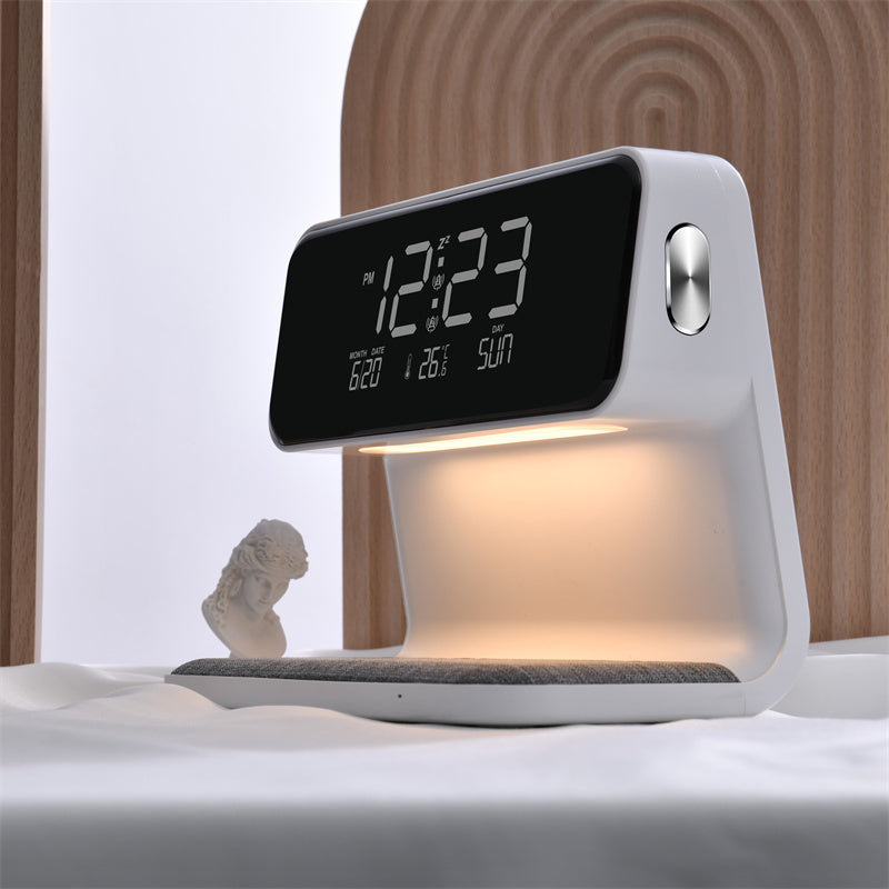 Creative 3 In 1 Bedside Lamp Wireless Charging LCD Screen Alarm Clock Wireless Phone Charger - Kreeam