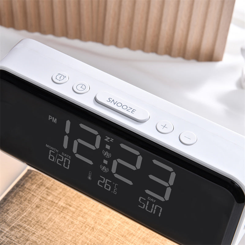 Creative 3 In 1 Bedside Lamp Wireless Charging LCD Screen Alarm Clock Wireless Phone Charger - Kreeam