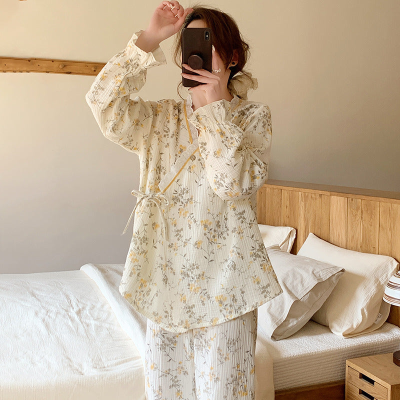 Thin Kimono Nursing Pajamas Maternity Postpartum Feeding Maternity Home Wear - Kreeam