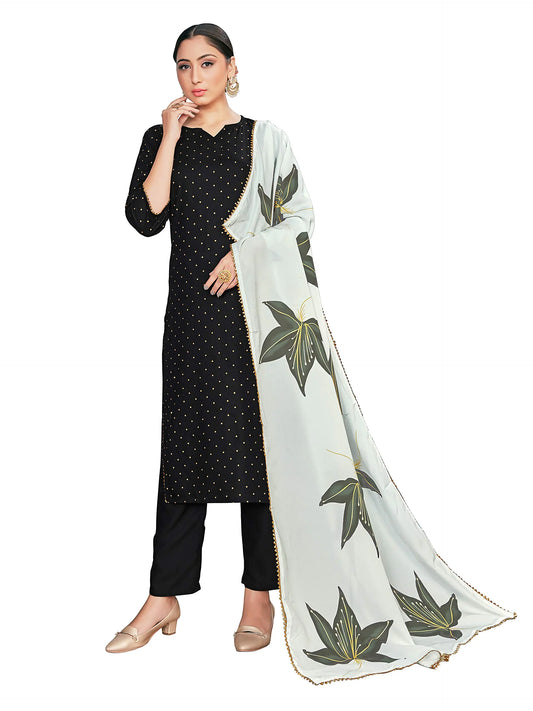 Elina fashion Indian Kurti for Womens With Pant & Dupatta | Rayon Foil Printed Long Kurta Partywear Kurtis For Women Tunic Tops - Kreeam