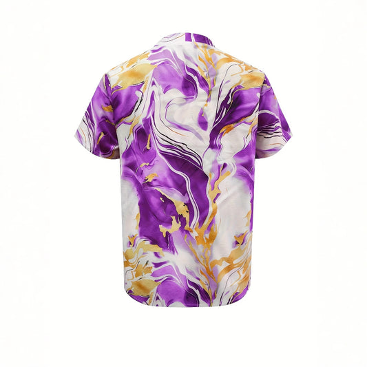 Geometric Pattern V-neck Commuter's All-matching Short Sleeve Shirt - Kreeam