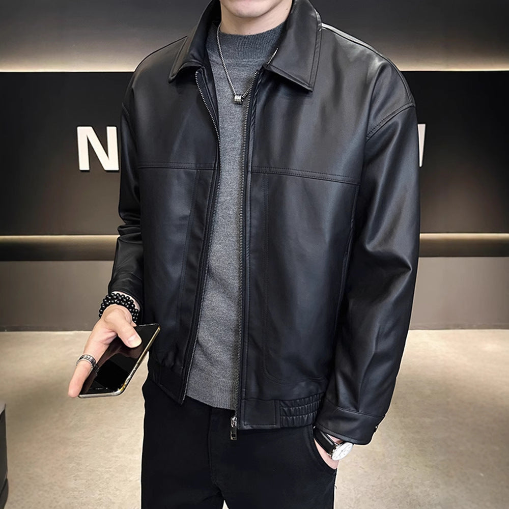 Slim-fit Trendy High-grade Pu Shuai Motorcycle Retro Minority Leather Coat - Kreeam