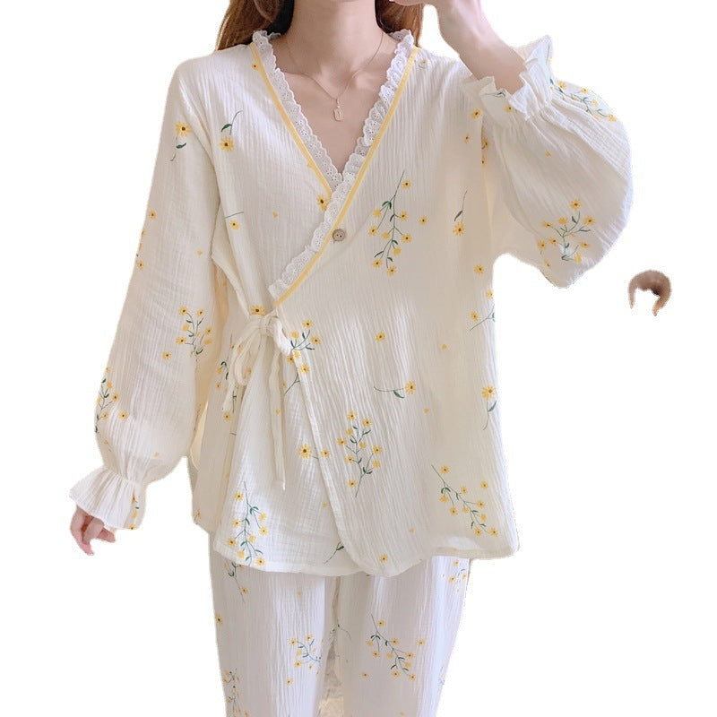 Thin Kimono Nursing Pajamas Maternity Postpartum Feeding Maternity Home Wear - Kreeam