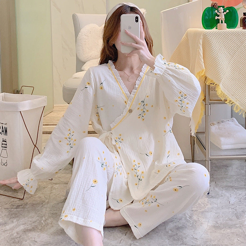 Thin Kimono Nursing Pajamas Maternity Postpartum Feeding Maternity Home Wear - Kreeam