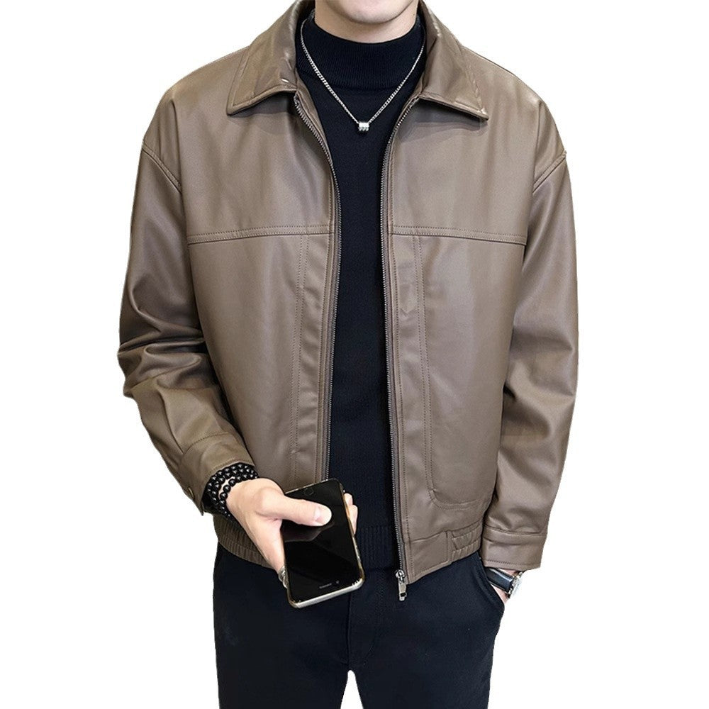 Slim-fit Trendy High-grade Pu Shuai Motorcycle Retro Minority Leather Coat - Kreeam