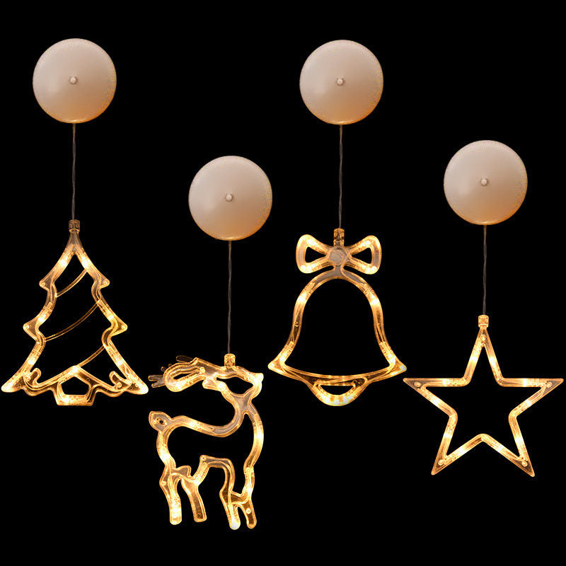 Christmas LED Suction Cup Chandelier Santa Claus Elk Snowman Lights Holiday Party Window Decor Lamps Battery Powered - Kreeam