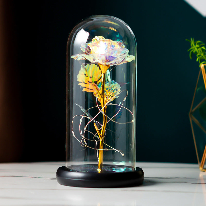 Preserved Flower Glass Cover Gold Foil Rose Flower Mothers Day Valentines Day Birthday Gift Gift Decoration Cross-Border Amazon - Kreeam