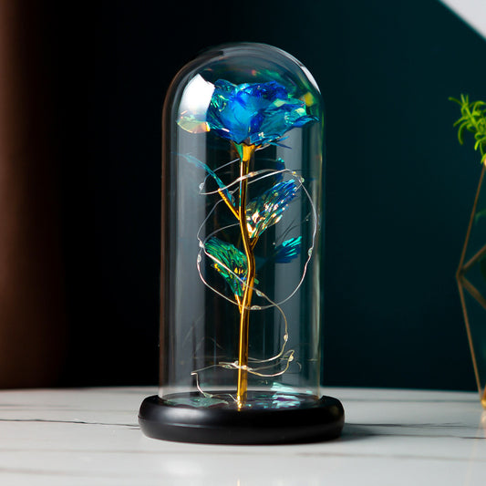 Preserved Flower Glass Cover Gold Foil Rose Flower Mothers Day Valentines Day Birthday Gift Gift Decoration Cross-Border Amazon - Kreeam