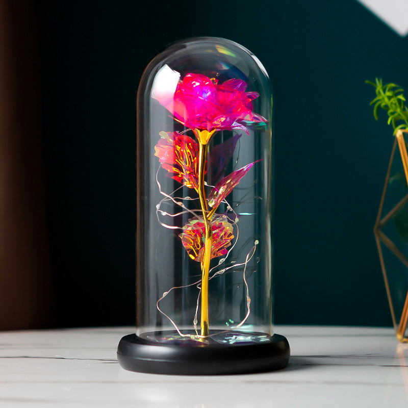 Preserved Flower Glass Cover Gold Foil Rose Flower Mothers Day Valentines Day Birthday Gift Gift Decoration Cross-Border Amazon - Kreeam