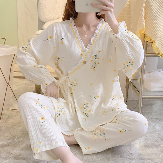 Thin Kimono Nursing Pajamas Maternity Postpartum Feeding Maternity Home Wear - Kreeam