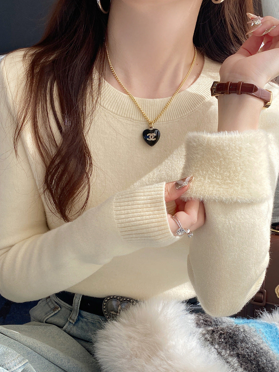 Round Neck Cashmere Sweater Women's Thick Retro - Kreeam