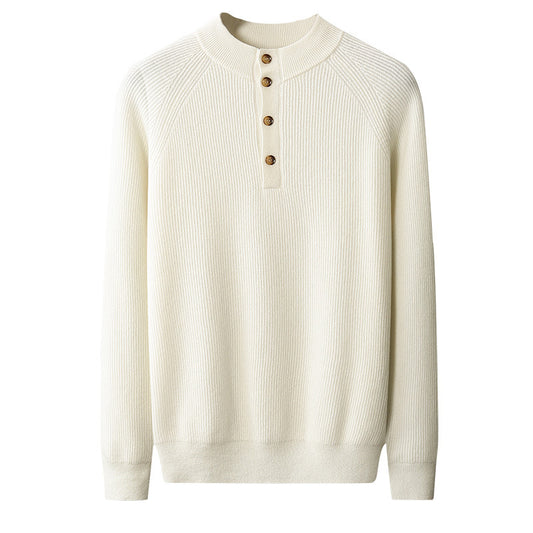 Half-height Cardigan Collar Knitted Loose Casual Fashion Oversized Knit Wool Sweater - Kreeam