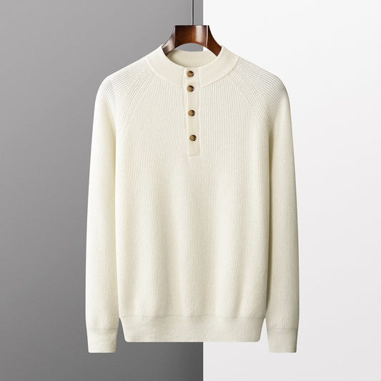 Half-height Cardigan Collar Knitted Loose Casual Fashion Oversized Knit Wool Sweater - Kreeam