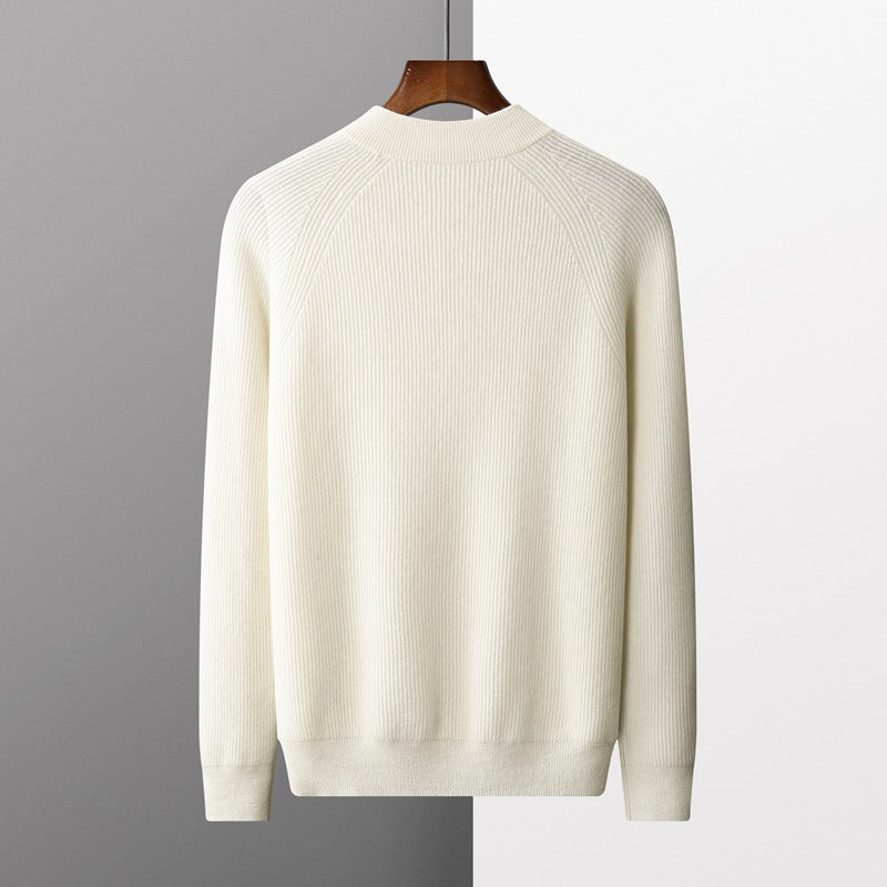 Half-height Cardigan Collar Knitted Loose Casual Fashion Oversized Knit Wool Sweater - Kreeam