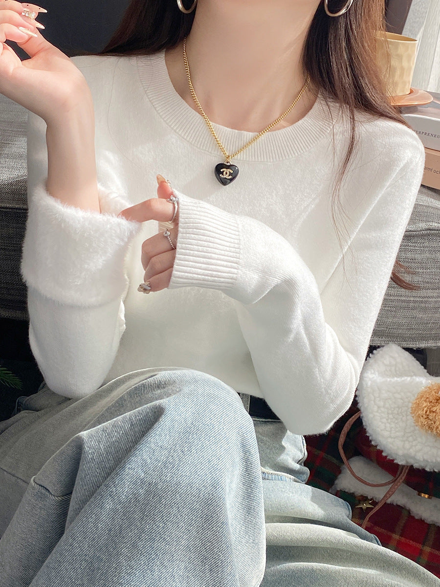 Round Neck Cashmere Sweater Women's Thick Retro - Kreeam
